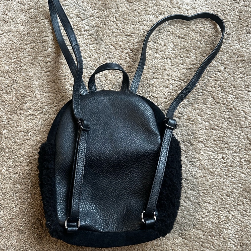 UGG Black Shearling Backpack with Plush Pocket - Picture 2 of 2